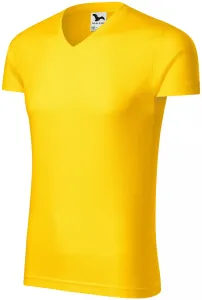 MALFINI Pánské tričko Slim Fit V-neck - Žlutá | M