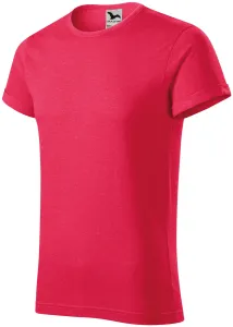 Pánské triko s vyhrnutými rukávy, červený melír, L