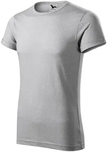 Pánské triko s vyhrnutými rukávy, stříbrný melír, L