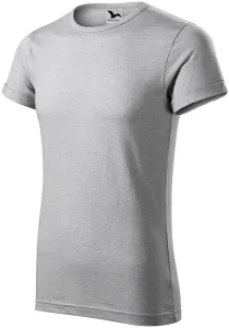 Pánské triko s vyhrnutými rukávy, stříbrný melír, M