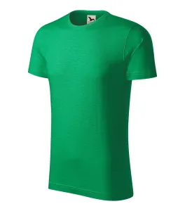 Pánské triko, strukturovaná organická bavlna, trávově zelená, 2XL