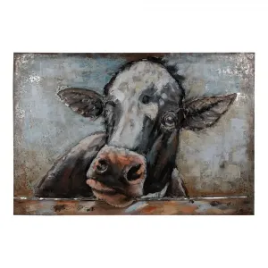 3D černo-bílý kovový obraz kráva Iron Cow - 90*5*60 cm 5WA0193