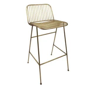 Bronzová antik kovová barová židle Vineo - 46*45*91 cm 5Y1133