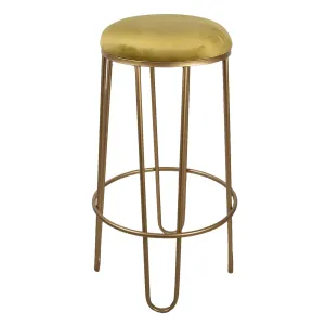 Zlatá kovová barová židle se zlatým sedákem - Ø 41*74 cm 5Y0911