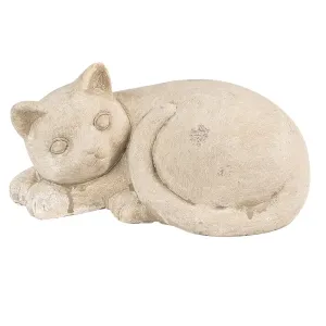Béžová antik dekorace kočka - 25*15*12 cm 6TE0446