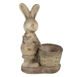 Béžová antik dekorace králík s květináčkem - 38*22*49 cm 6MG0031