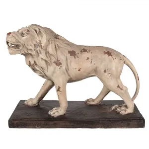 Béžová antik dekorativní socha lev Lion - 55*23*40 cm 5MG0029