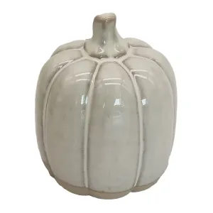 Béžová porcelánová dekorace dýně Pumpkin S - Ø  8*10 cm 6CE1596S