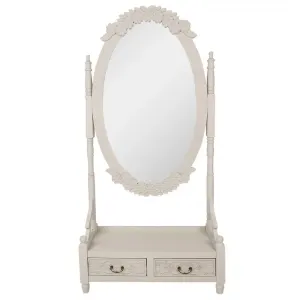 Béžovo-šedé antik veliké zrcadlo se šuplíky Hyggia Brocante - 85*30*180cm 52S295