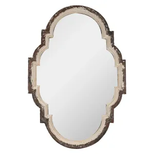 Béžovohnědé antik nástěnné zrcadlo s odřením Jilly - 63*4*91 cm 52S300