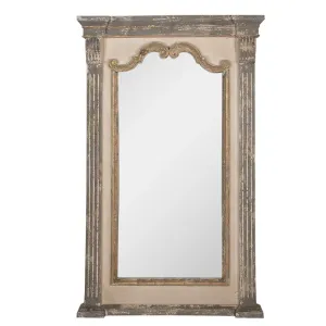 Béžovošedé nástěnné zrcadlo s odřením a zdobením Brocante - 90*7*153 cm 52S296