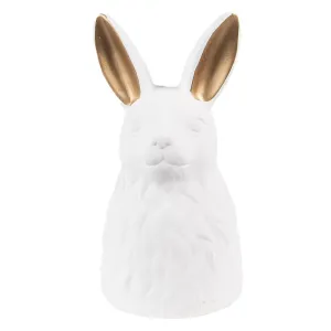 Bílá keramická dekorace socha králíka - 11*11*21 cm 6CE1525