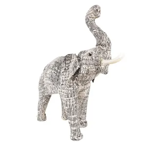 Bílo-černá antik dekorace socha slon M - 30*12*32 cm 65181M