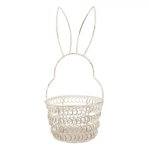 Bílý drátěný dekorační košík králík Bunny S - Ø 12*27 cm  6Y5581S