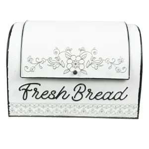 Bílý plechový retro chlebník Fresh Bread - 30*20*20 cm 6Y4779