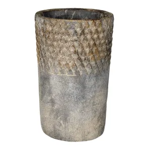 Šedý antik cementový vysoký květináč L - Ø 14*23 cm 6TE0365L