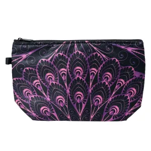 Černá dámská toaletní taška s fialovými pery - 22*13*18 cm JZTB0046