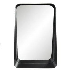 Černé kovové zrcadlo se spodní poličkou - 19*10*29 cm 62S217