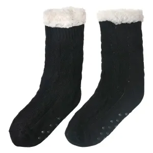 Černé teplé pletené ponožky - one size JZSK0022Z