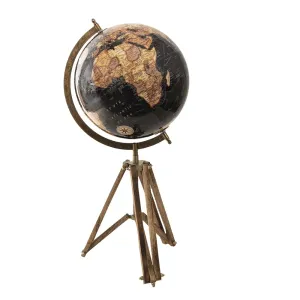 Černý dekorativní glóbus na dřevěné trojnožce Globe - 28*26*57 cm 50543