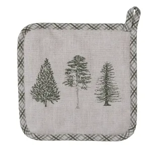 Béžová bavlněná chňapka - podložka se stromky Natural Pine Trees - 20*20 cm NPT45