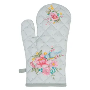 Zelená bavlněná chňapka - rukavice s květy Cheerful Birdie - 18*30 cm CHB44