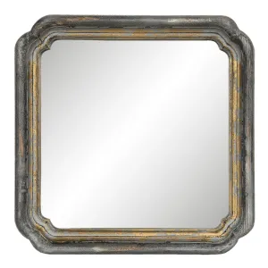 Čtvercové zrcadlo se zaoblenými rohy ve zlatém rámu s patinou - 44*6*44 cm 62S187