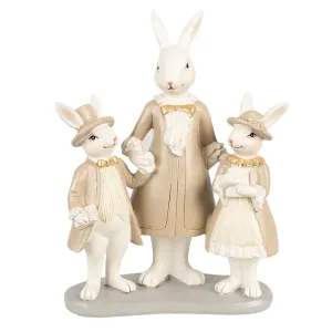 Dekorace béžová králičí mamka s králíčky - 16*8*21 cm 6PR4994