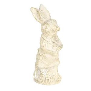 Dekorace béžový králík s patinou - 4*4*11 cm 6PR3079W