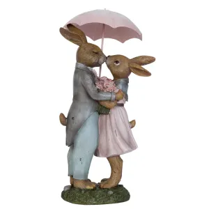 Dekorace králíci pod deštníkem - 17*15*34 cm 6PR0775