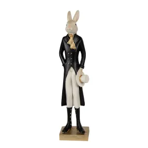 Dekorace králík elegán v černém fraku s kloboukem - 9*7*34 cm 6PR4004