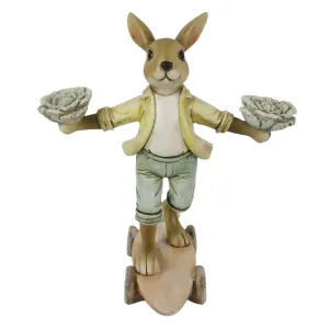 Dekorace králík na skateboardu s kapustou - 14*11*16 cm 6PR3255