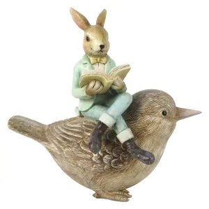 Dekorace králík s knihou na ptáčkovi - 18*10*17 cm 6PR3241