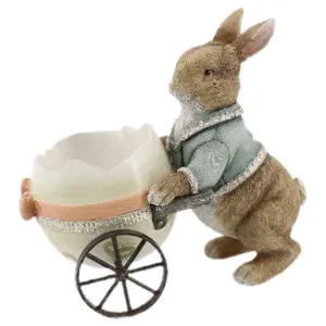 Dekorace králík s vozíkem ze skořápky - 16*9*14 cm 6PR2335