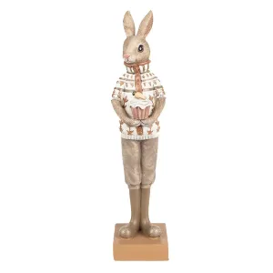 Dekorace králík ve svetříku s dortíkem - 7*7*28 cm 6PR5000