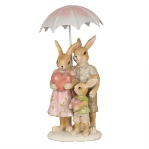 Dekorace rodinka králíci pod deštníkem - 9*9*19 cm 6PR4106
