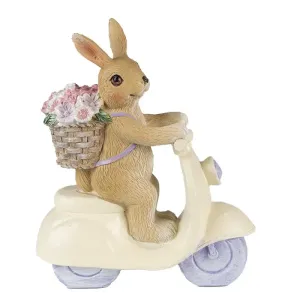 Dekorace soška králík na koloběžce s košíkem květin - 12*5*14 cm 6PR3835