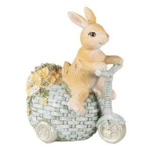 Dekorace soška králík na vajíčku tříkolce - 11*8*13 cm 6PR3836