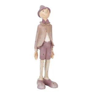 Dekorace stojící Pinocchio v růžovo-fialovém obleku - 9*8*30 cm 6PR0357