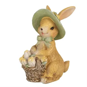 Dekorace velikonoční králíček s košíčkem - 8*6*11 cm 6PR5018