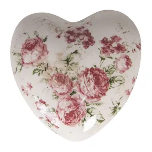 Dekorace vintage srdce s růžemi Rose - 11*11*4 cm 6CE1183M