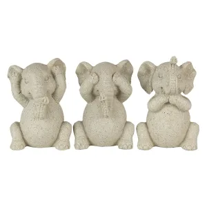 Dekorativní béžové sošky slonů - 19*6*10 cm 6PR4680