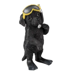 Dekorativní soška černého pejska s potápěčskými brýlemi - 11*11*23 cm 6PR3374