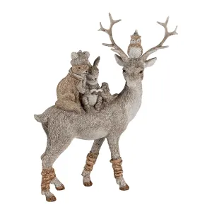 Dekorativní soška jelena se zvířátky na hřbetu - 20*8*25  cm 6PR4652