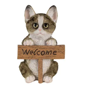 Dekorativní soška kočky s cedulkou Welcome - 12*9*19 cm 6PR3366