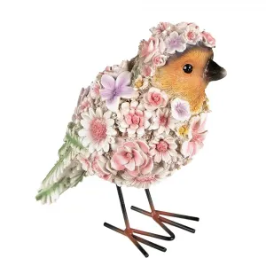 Dekorativní soška ptáčka posetého květinami - 11*17*18 cm 6PR4873