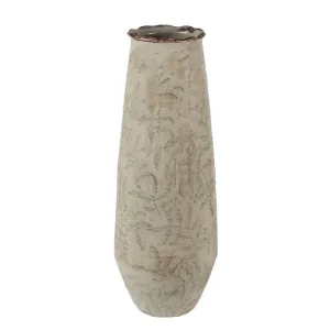 Béžová keramická váza s listy Lovely Leaves L - Ø14*40 cm 6CE1576L