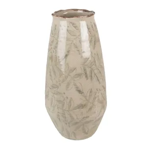 Béžová keramická váza s listy Lovely Leaves S - Ø 13*26 cm 6CE1576S