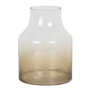 Hnědo bílá skleněná váza - Ø 14*20 cm 6GL2797