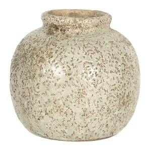 Světle hnědá váza s dirkovaným dekórem - Ø 8*8 cm 6CE1216